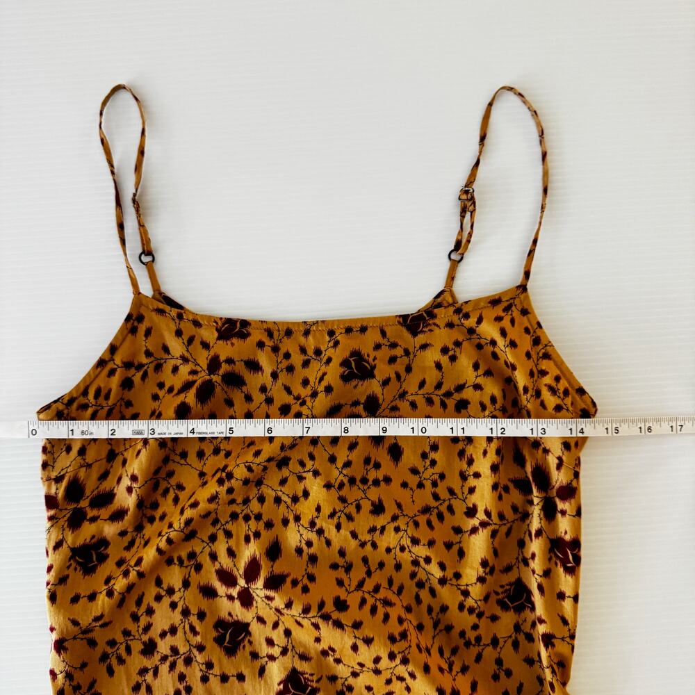 Sisley Italy Mini Slip Dress Yellow Red Floral 90s Y2K Euro Summer Romantic XS - Picture 9 of 16